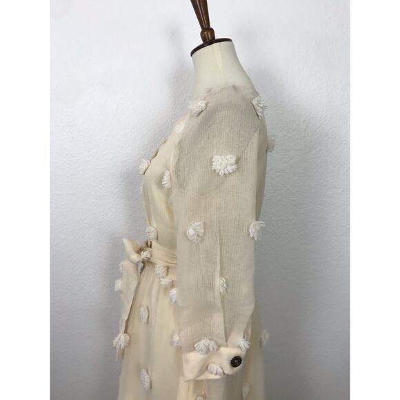 Listicle Melena Semi Sheer Pom Pom Belted Midi Shirt Dress - Picture 8 of 12